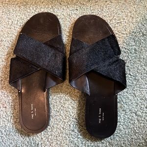 Rag & Bone Keaton Slide Black Pony size 40